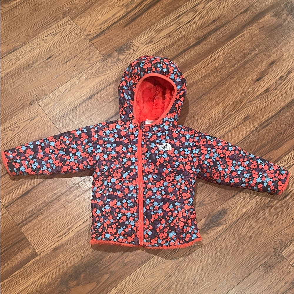 The North Face Toddler Floral Jacket - Red and Blue 12-18 month